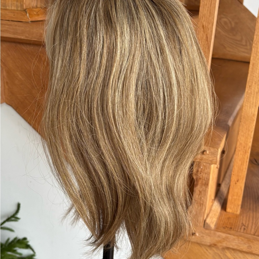 REDUCTION $500.00! Human Hair Dk Blonde w/ Lt Blonde highlights Highline Wig - Picture 5 of 12